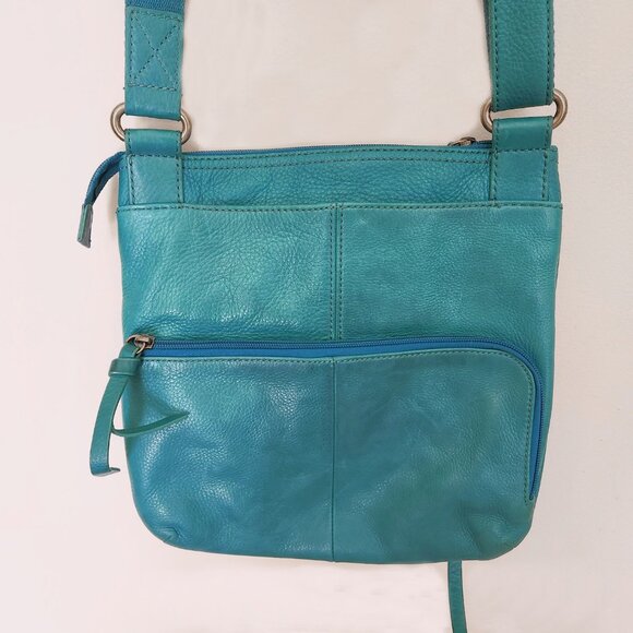 Vintage FOSSIL Morgan Traveler’s Bag Tidal Blue LARGE Crossbody Purse Handbag - Picture 3 of 9